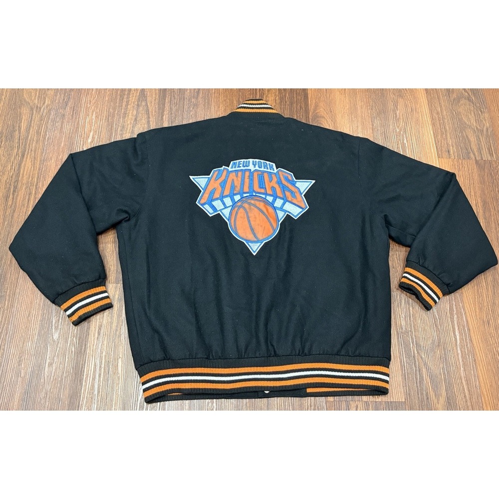 New York Knicks NYK JH Design Reversible Varsity Jacket 2XL Black Orange RARE!